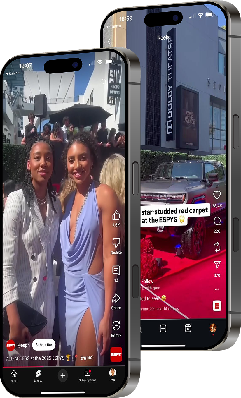 To iPhones with social media pictures from ESPYS with GMC